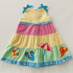 Good Lad Toddler Girl 4T Seersucker Dress Spring Summer Pink Blue Green Beach